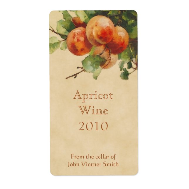 Étiquette bouteille de vin d'abricot (Devant)
