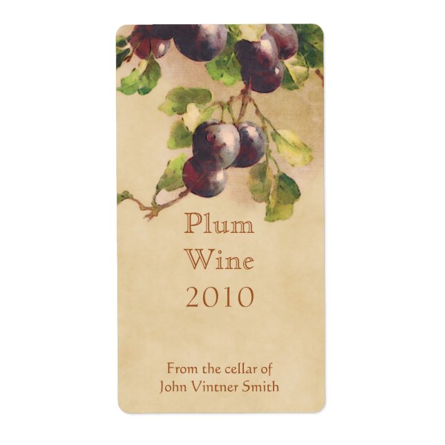 Étiquette bouteille de vin de prune (Devant)