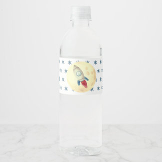 Étiquette bouteille d'eau à thème de roquette