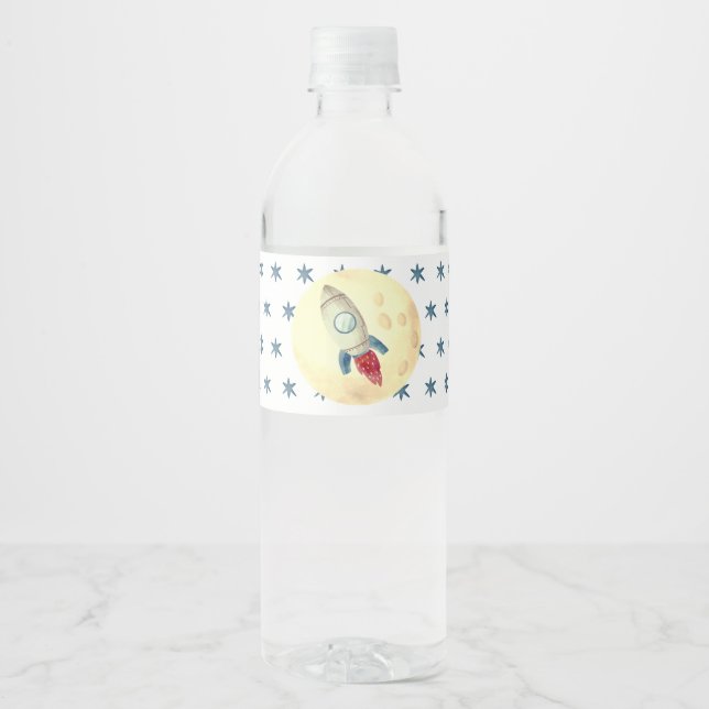 Étiquette bouteille d'eau à thème de roquette (Devant)