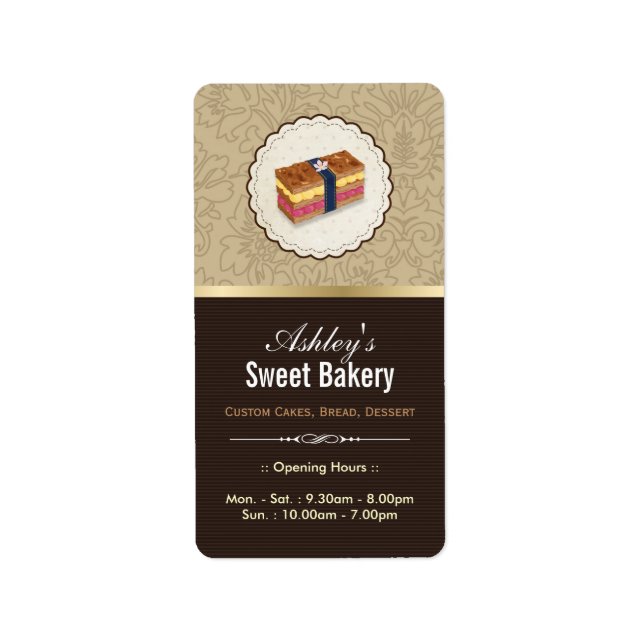Étiquette Boutique de boulangerie sucrée - Gâteau à l'allure (Devant)