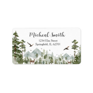 Étiquette Boy Pine Tree Forest Mountain Baby shower Adresse