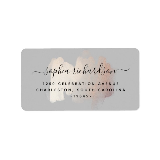 Étiquette Brise-brosse chic | Faux Rose Gold sur Soft Grey (Devant)
