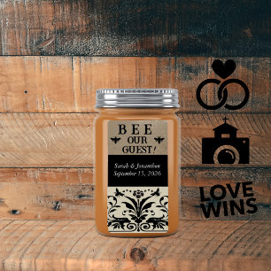 Étiquette Brown Bumble Bee Damask
