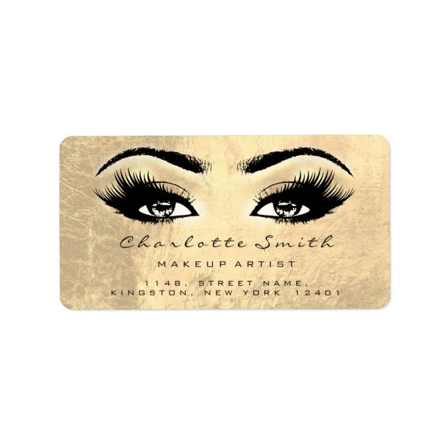 Étiquette Browns Faux Gold Maquillage Lashes Beauté nuptiale (Devant)