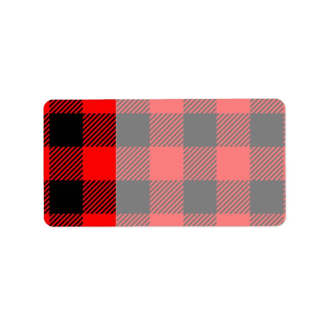 Étiquette Buffalo Check Rouge et Noir Lumberjack Plaid Decor (Devant)