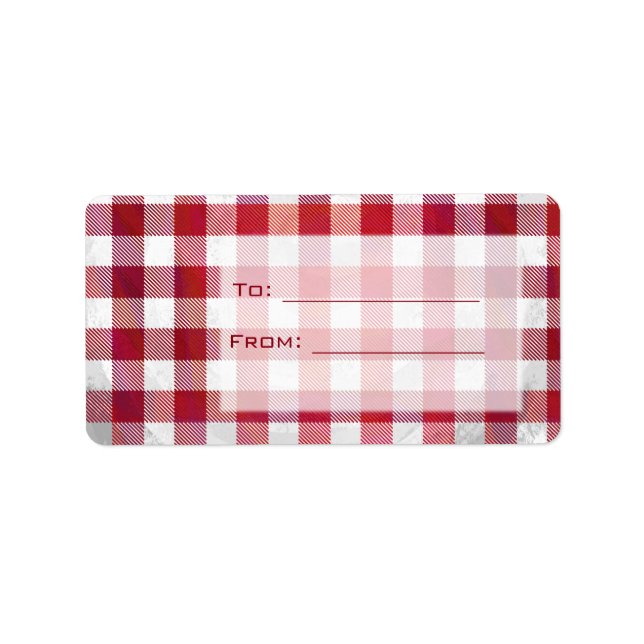 Étiquette Buffalo plaid rouge et blanc (Devant)