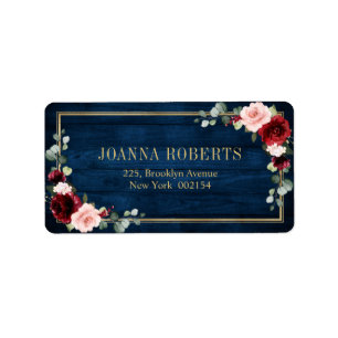 Étiquette Burgundy Navy Blush Floral Mariage géométrique Éti