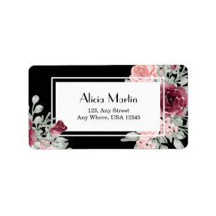 Étiquette Burgundy Rose Rose Noir Anniversaire Retour Adress