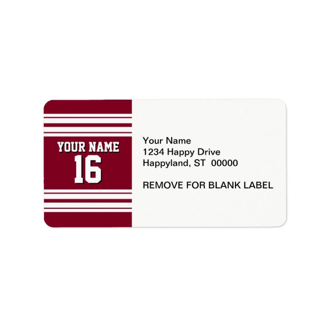 Étiquette Burgundy White Team Jersey Custom (Devant)