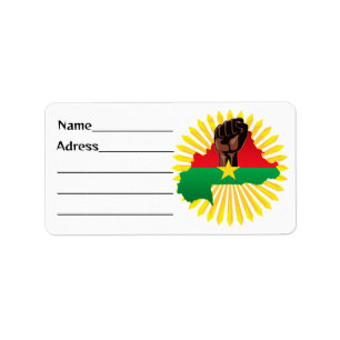 Étiquette Burkina Faso Carte, drapeau et première révolution