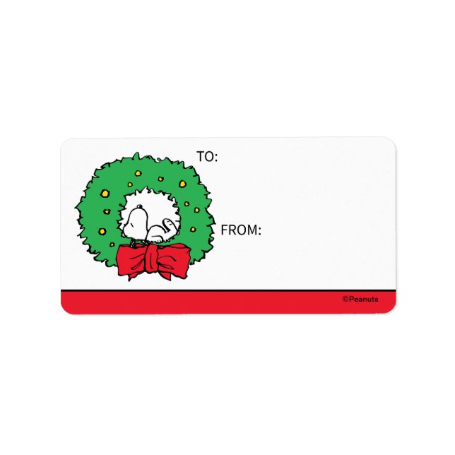 Étiquette cacahuètes | Snoopy Christmas Wreath Gift Taft (Devant)