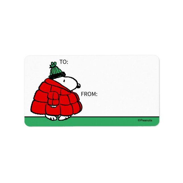 Étiquette cacahuètes | Veste Snoopy Red Puffer (Devant)