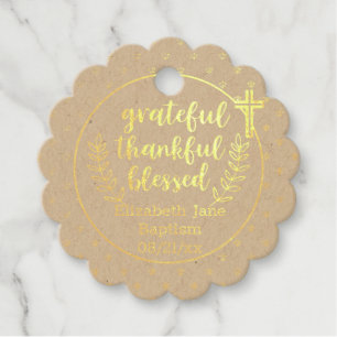 Étiquette-cadeau 12 x Merci DE FOIL D'OR VRAI brillant BAPTISME