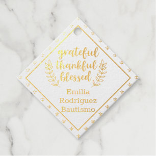 Étiquette-cadeau 12 x VRAI FOIL Croix catholique Merci BAUTISMO