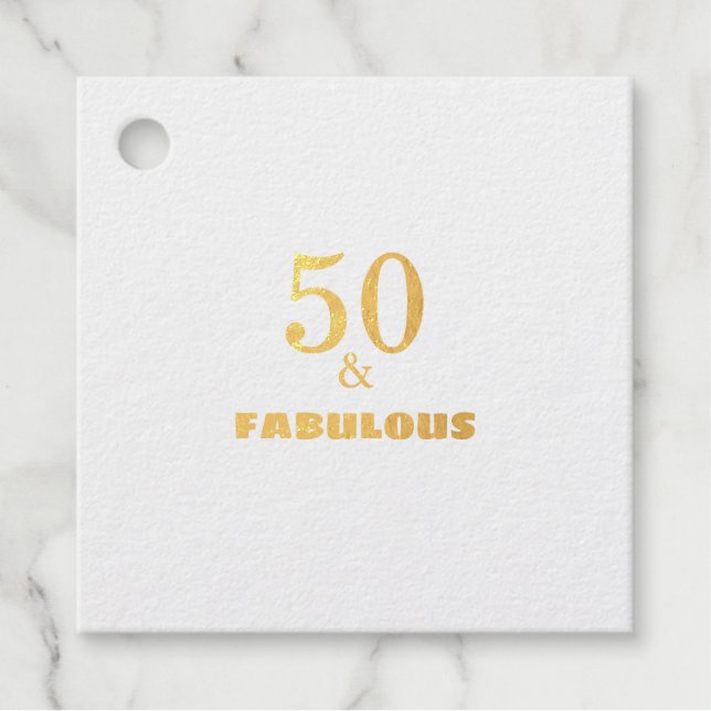 Étiquette-cadeau 50 Et Fabulous Black Gold Anniversaire Party migno (Devant)