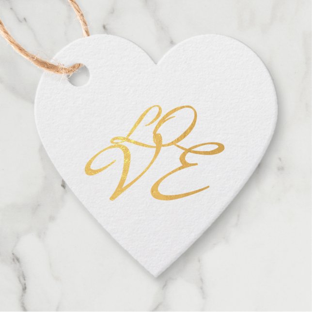 Étiquette-cadeau Amour Rose Or Couleur Calligraphie Script (Devant)