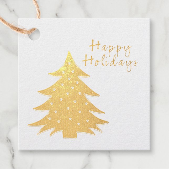 Étiquette-cadeau Arbre de Noël Gold Fale (Devant)
