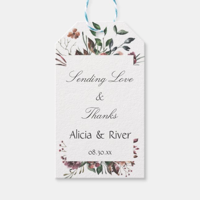 Étiquette cadeau automnal floral rustique de Dark  (Devant)