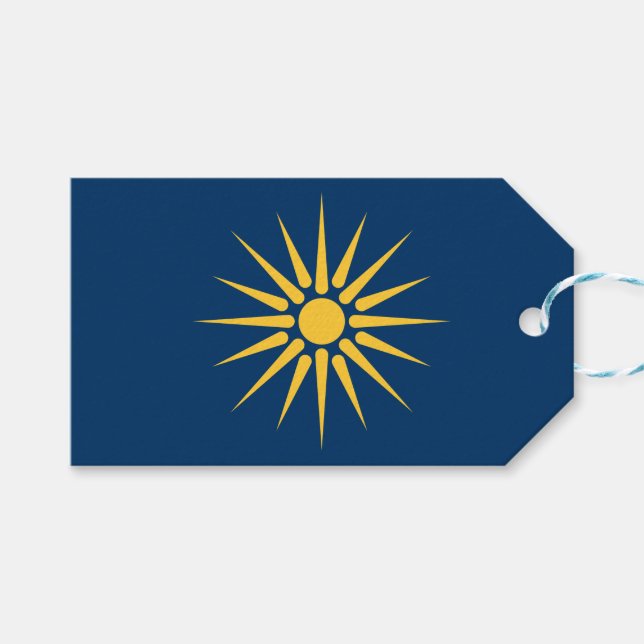 Étiquette cadeau avec drapeau de Macédoine, Grèce (Devant (Horizontal))