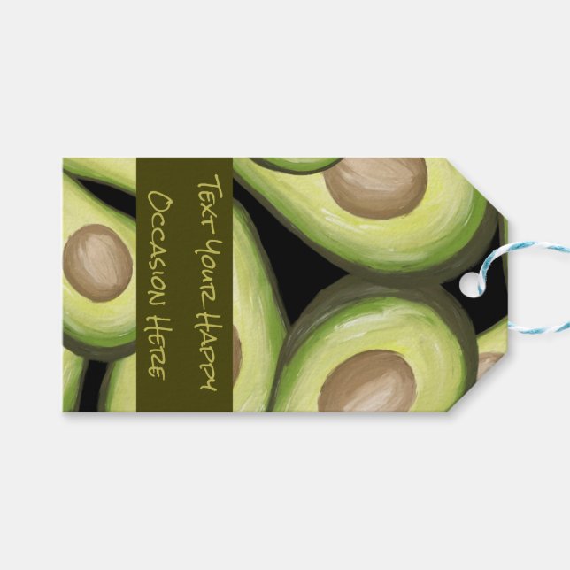 Étiquette cadeau avec impression de design d'avoca (Devant (Horizontal))