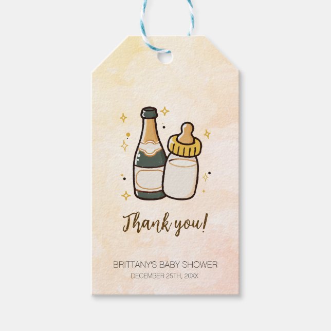 Étiquette Cadeau Baby shower Bouteilles (Devant)