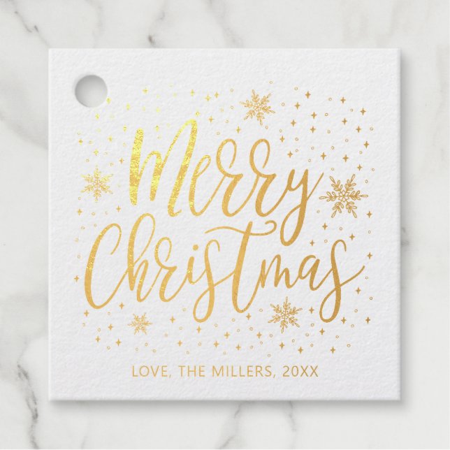 Étiquette-cadeau Balise cadeau de Noël de Noël de Joyeux et brillan (Devant)