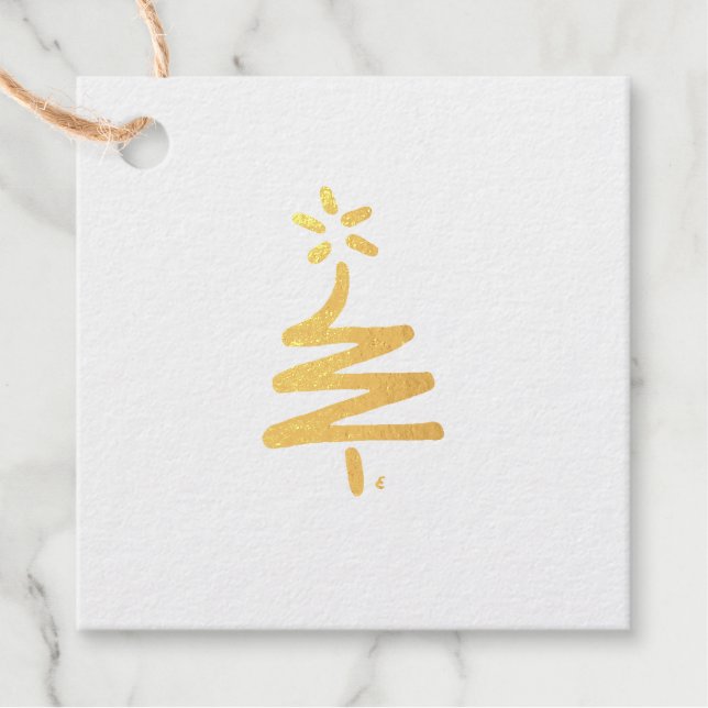 Étiquette-cadeau Balise cadeau Little Red Tree Gold Foil (Devant)
