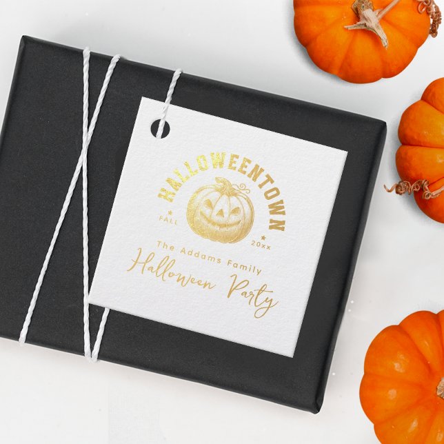 Étiquette-cadeau Balise citrouille Jack-o'-lantern Halloween Foil F (Créateur téléchargé)