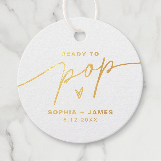 Étiquette-cadeau Balise EVERLEIGH Ready to Pop Baby shower Foil Fav (Devant)
