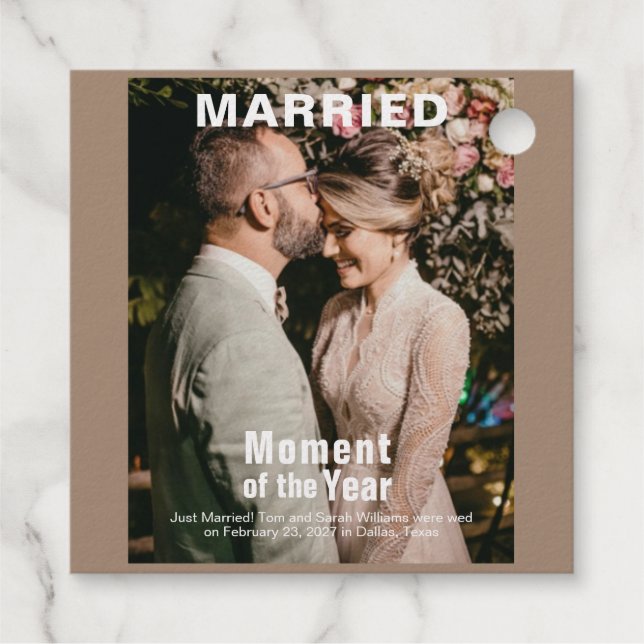 Étiquette-cadeau Balise mariage Foil Ajouter une photo Favoriser (Dos)