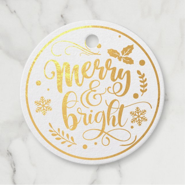 Étiquette-cadeau Balises Foil Foil et Joyeux (Devant)