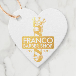 Étiquette-cadeau Barber Hair Shop King Crown Barber Pole Hair Salon