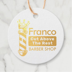 Étiquette-cadeau Barber Hair Shop King Crown Barber Pole Hair Salon