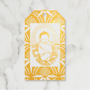 Étiquette cadeau BÉBÉ JÉSUS GOLD Foil DE NOËL