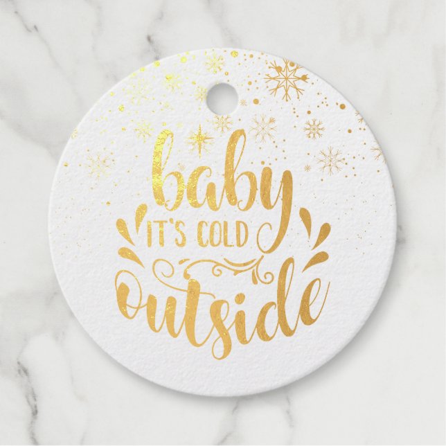 Étiquette-cadeau Bébé personnalisé Il fait froid dehors des flocons (Devant)