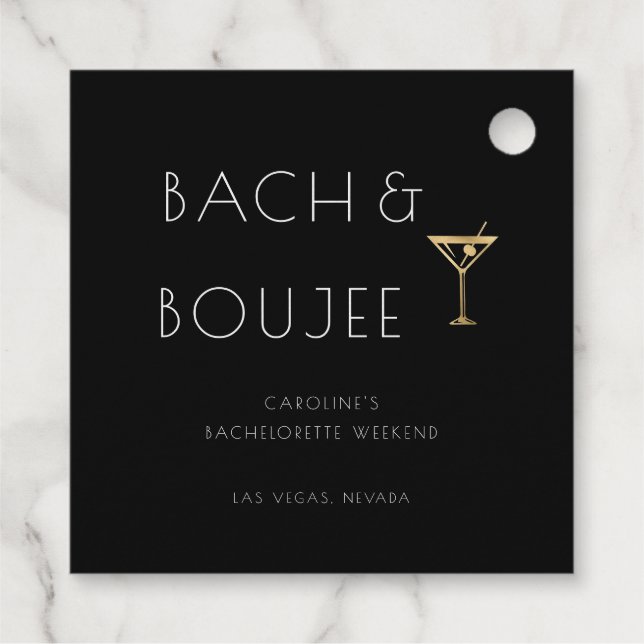 Étiquette-cadeau Black and White Bach et Boujee Bachelorette Party (Dos)