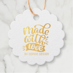Étiquette-cadeau Calligraphie minimaliste faite avec amour personna