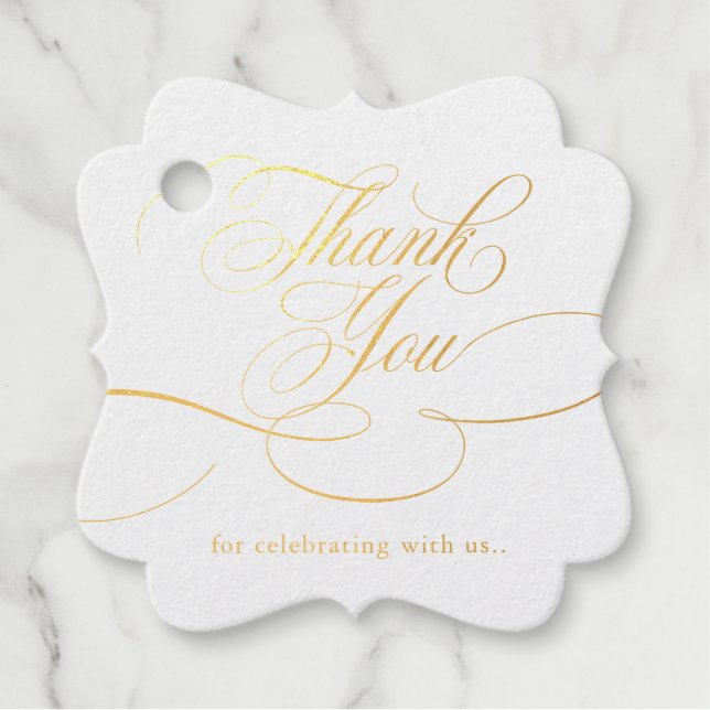 Étiquette-cadeau Calligraphie moderne or intemporel et mariage blan (Devant)