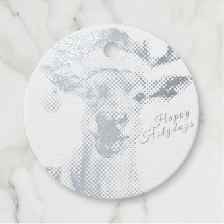 Étiquette-cadeau Caribou a le costume du Père Noël