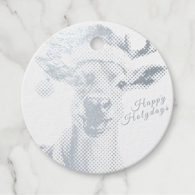 Étiquette-cadeau Caribou a le costume du Père Noël (Devant)