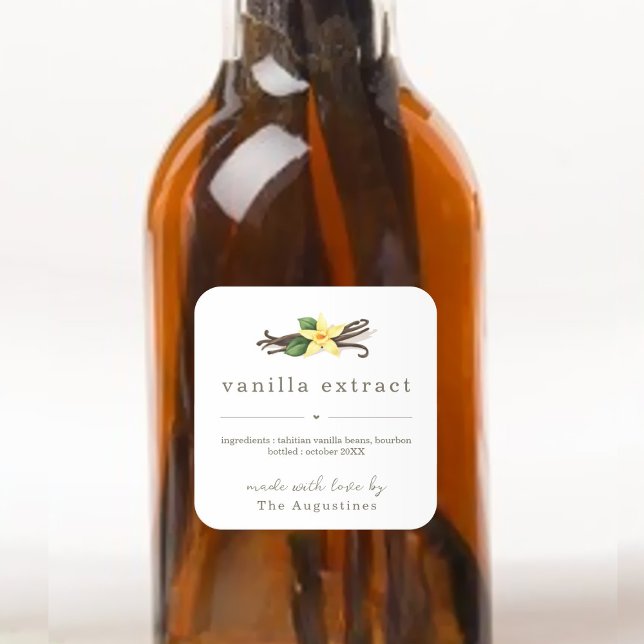 Étiquette cadeau Carré d'extrait de vanille fait m (Créateur téléchargé)