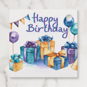 Étiquette-cadeau Carte postale Joyeuse Anniversaire