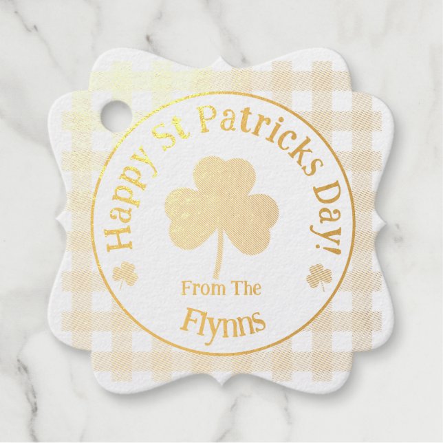 Étiquette-cadeau Check St Patricks Shamrock NAME (Devant)