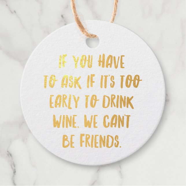Étiquette-cadeau Citations de bar à vin drôles personnalisées II (Devant)