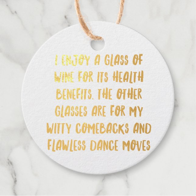 Étiquette-cadeau Citations de bar à vin drôles personnalisées XVI (Devant)