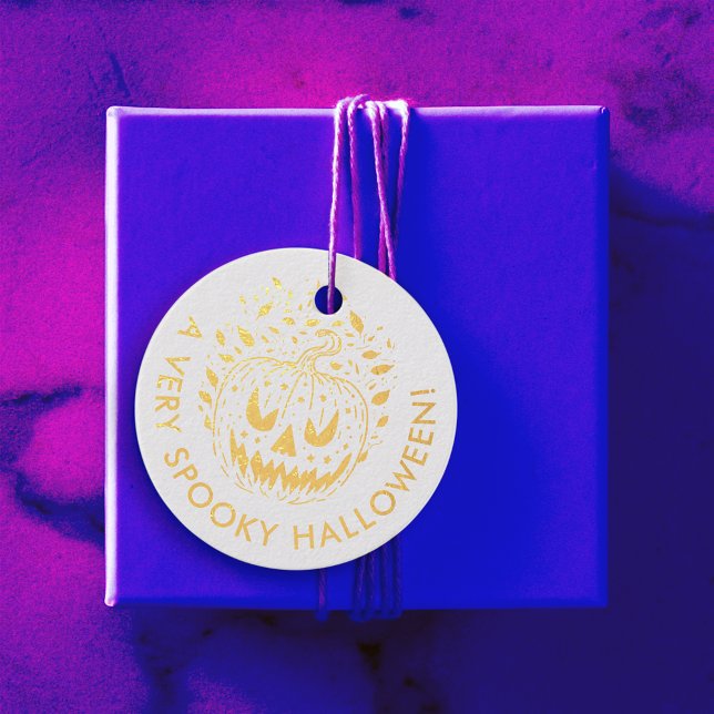 Étiquette-cadeau Citrouille d'horreur éffrayant Halloween Jack-o'-l (Créateur téléchargé)