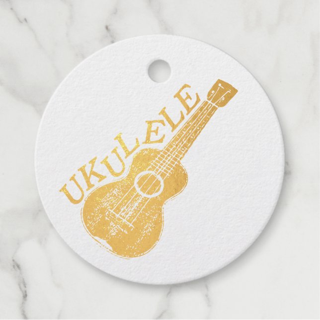 Étiquette-cadeau Coeur Texte Et Image Ukulele (Devant)