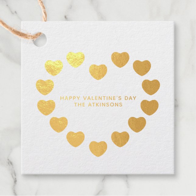 Étiquette-cadeau Coeurs or mignonne coutume moderne Saint Valentin (Devant)