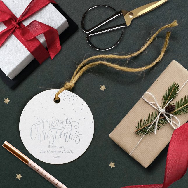 Étiquette-cadeau Confetti Typographie Joyeux Noël (Créateur téléchargé)